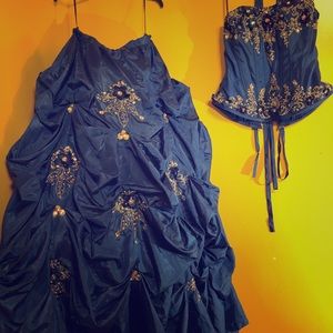 A two piece ball gown dress
